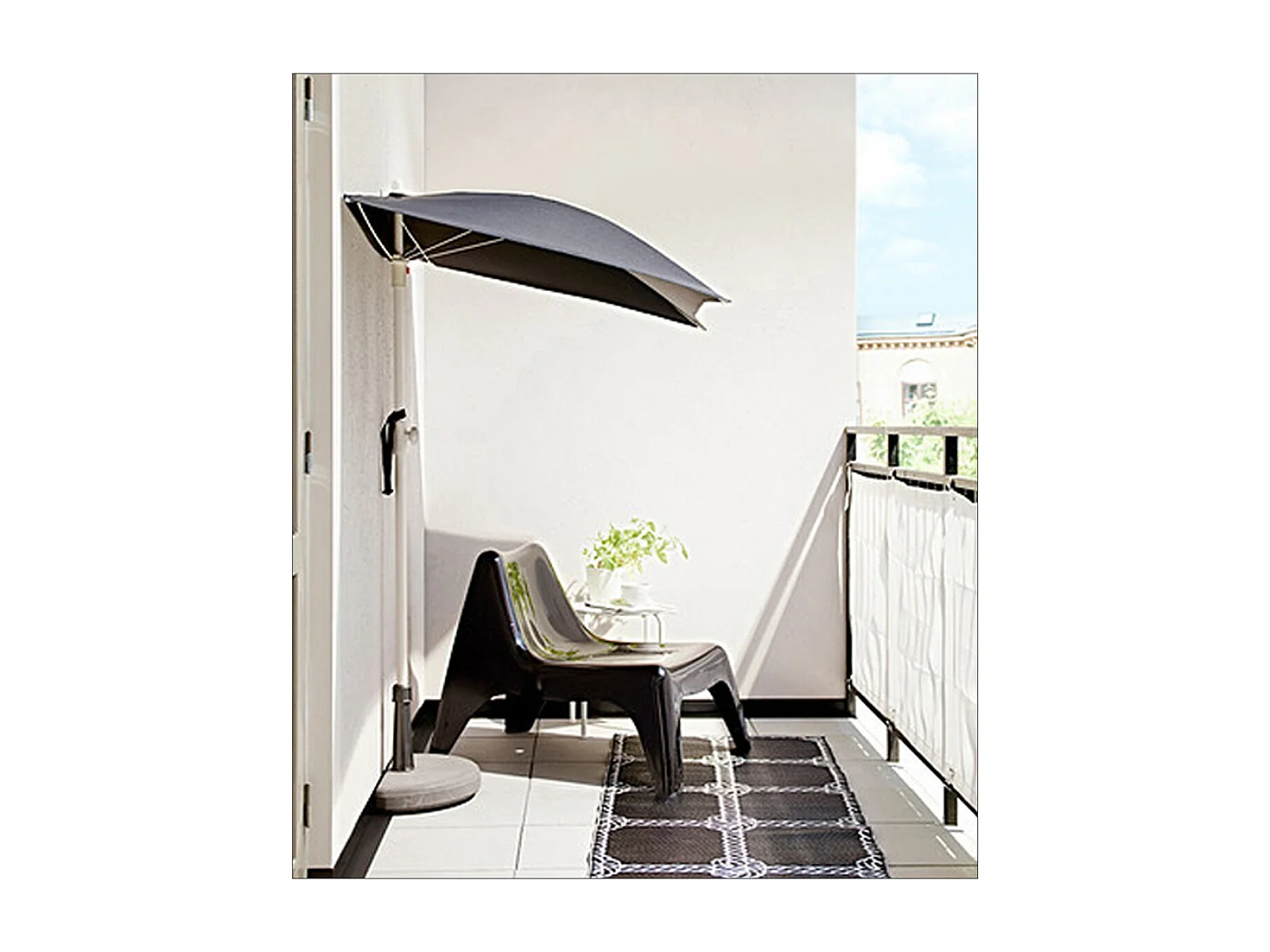 Demi-Pied de Parasol, Base de Parasol pour Balcon en Ciment Coloris Gris - Longueur 46 x Profondeur 28 x Hauteur 7 cm
