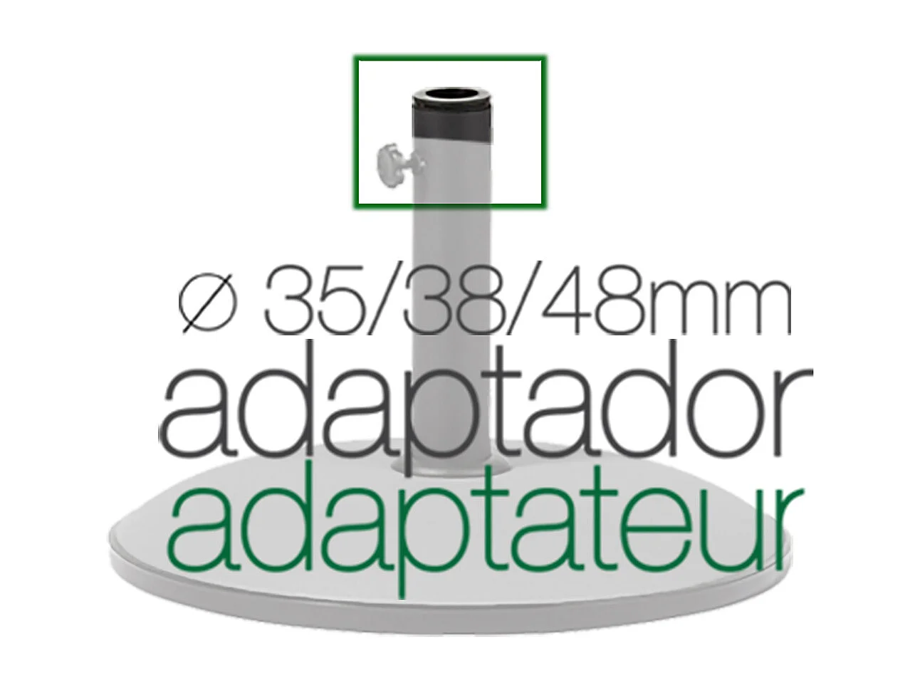 Pied de parasol, base de parasol en ciment coloris gris foncé - Diamètre 41.5 x Hauteur 82 cm