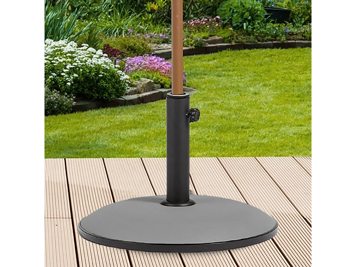 Pied de parasol, base de parasol en ciment coloris gris foncé - Diamètre 41.5 x Hauteur 82 cm