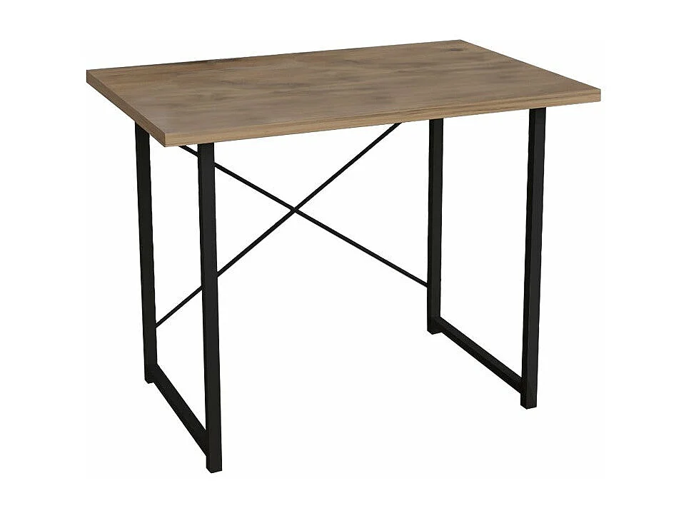 bureau ustando chêne mélaminé-métal noir 90x60x72 cm