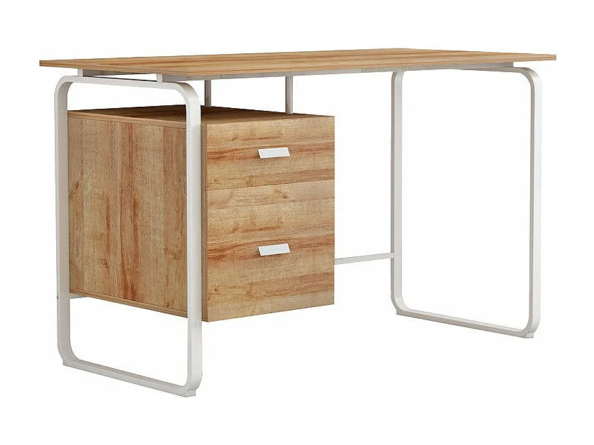 bureau 2 tiroirs clarity mélamine naturel-blanc 120x75x75 cm
