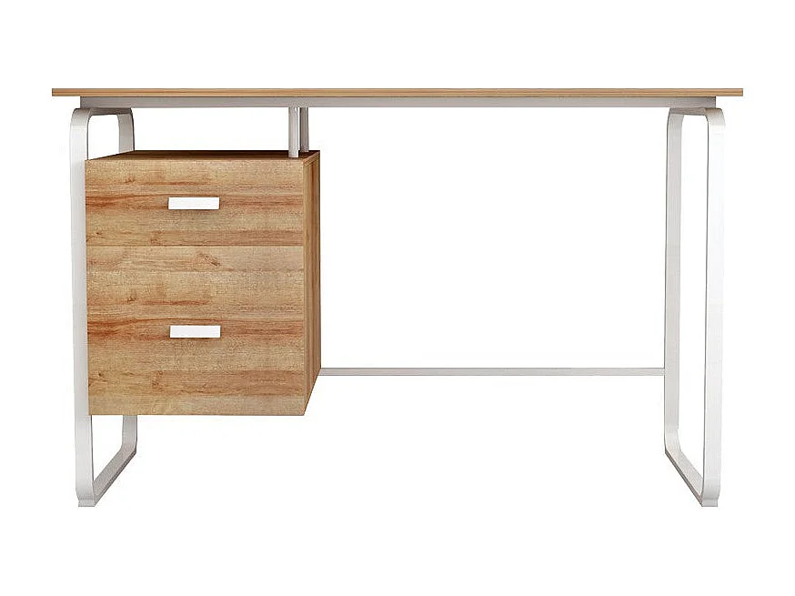 bureau 2 tiroirs clarity mélamine naturel-blanc 120x75x75 cm