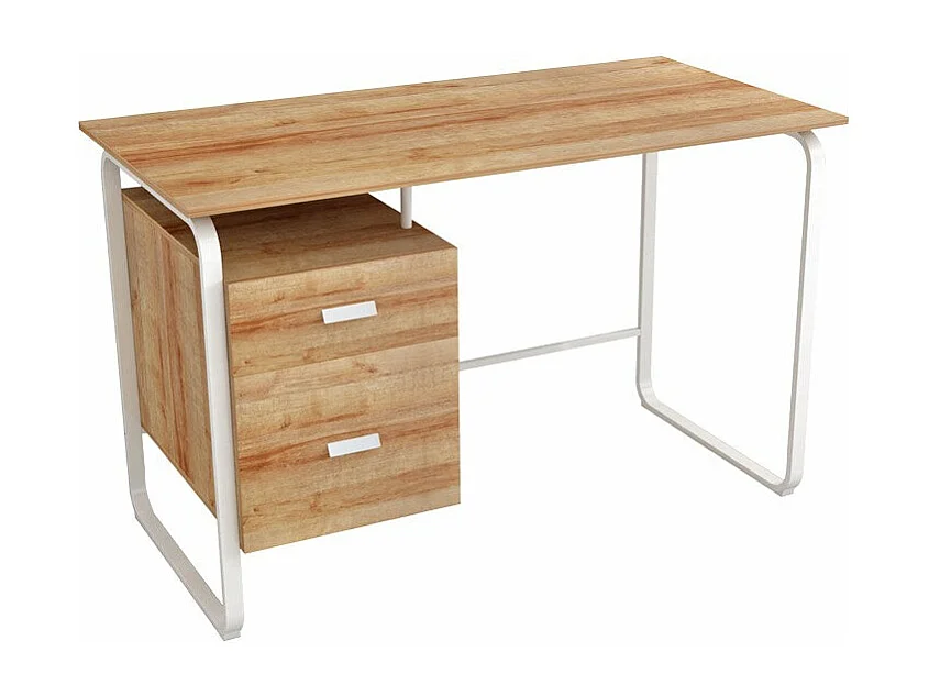 bureau 2 tiroirs clarity mélamine naturel-blanc 120x75x75 cm