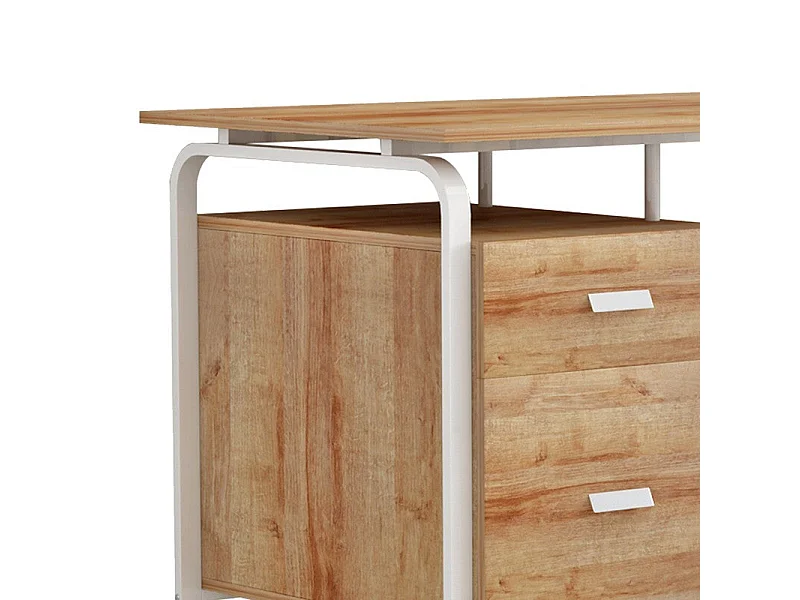 bureau 2 tiroirs clarity mélamine naturel-blanc 120x75x75 cm
