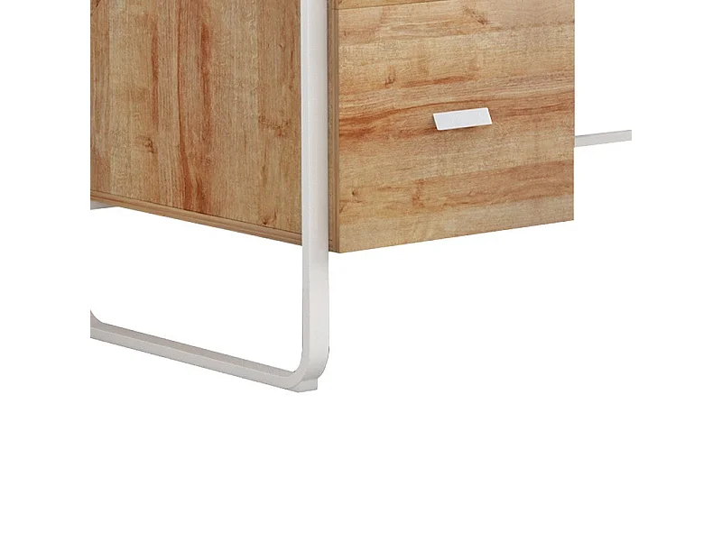 bureau 2 tiroirs clarity mélamine naturel-blanc 120x75x75 cm