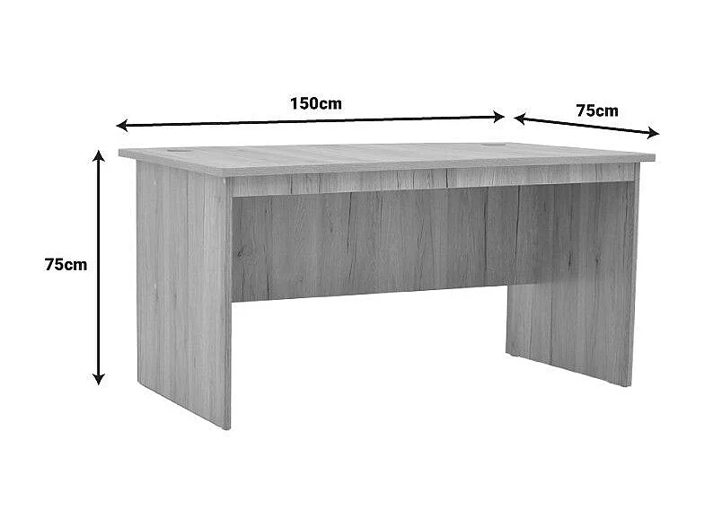 bureau anze mélamine naturelle 150x75x75 cm