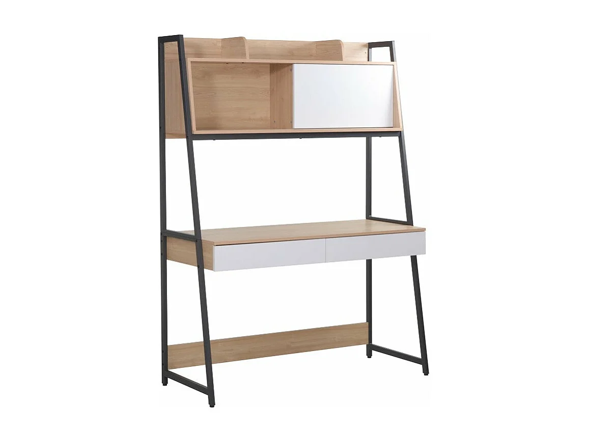 bureau  en teinte blanc bois  naturel et métal 124x54x171 cm