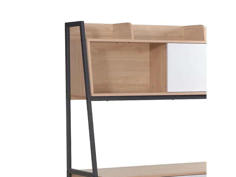 bureau  en teinte blanc bois  naturel et métal 124x54x171 cm