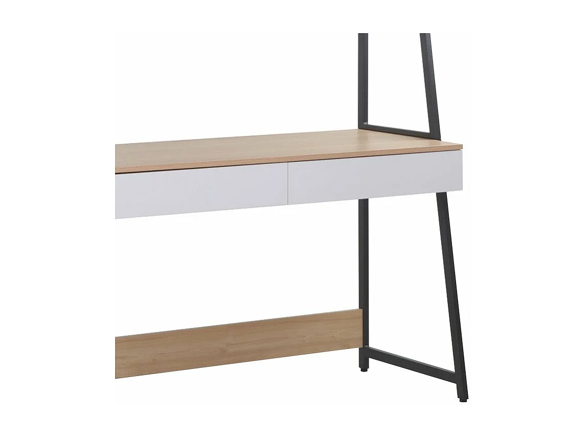 bureau  en teinte blanc bois  naturel et métal 124x54x171 cm