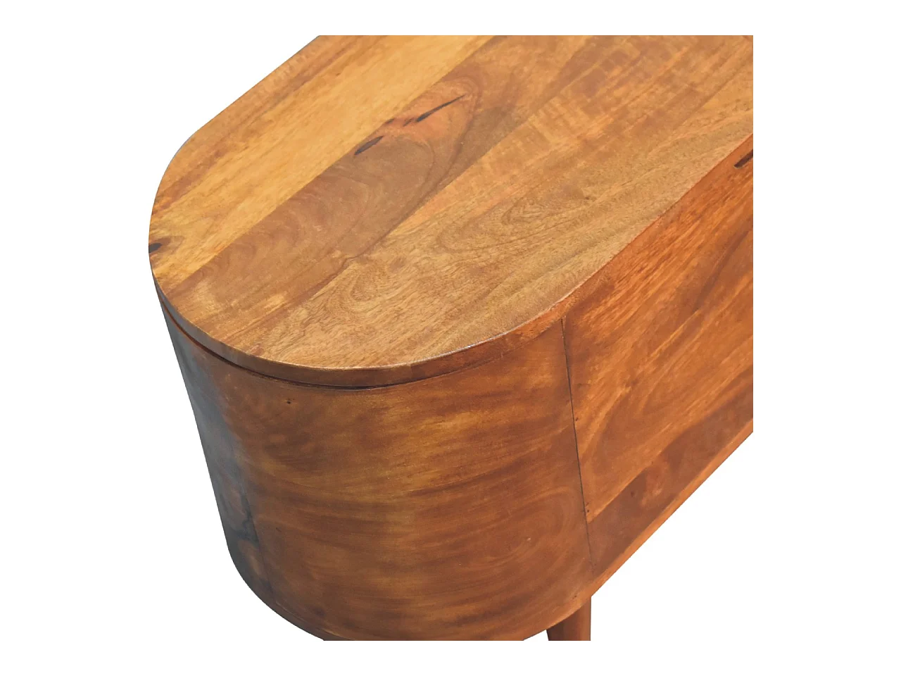 Skrzynia na koce z zaokrągloną pokrywą z orzecha