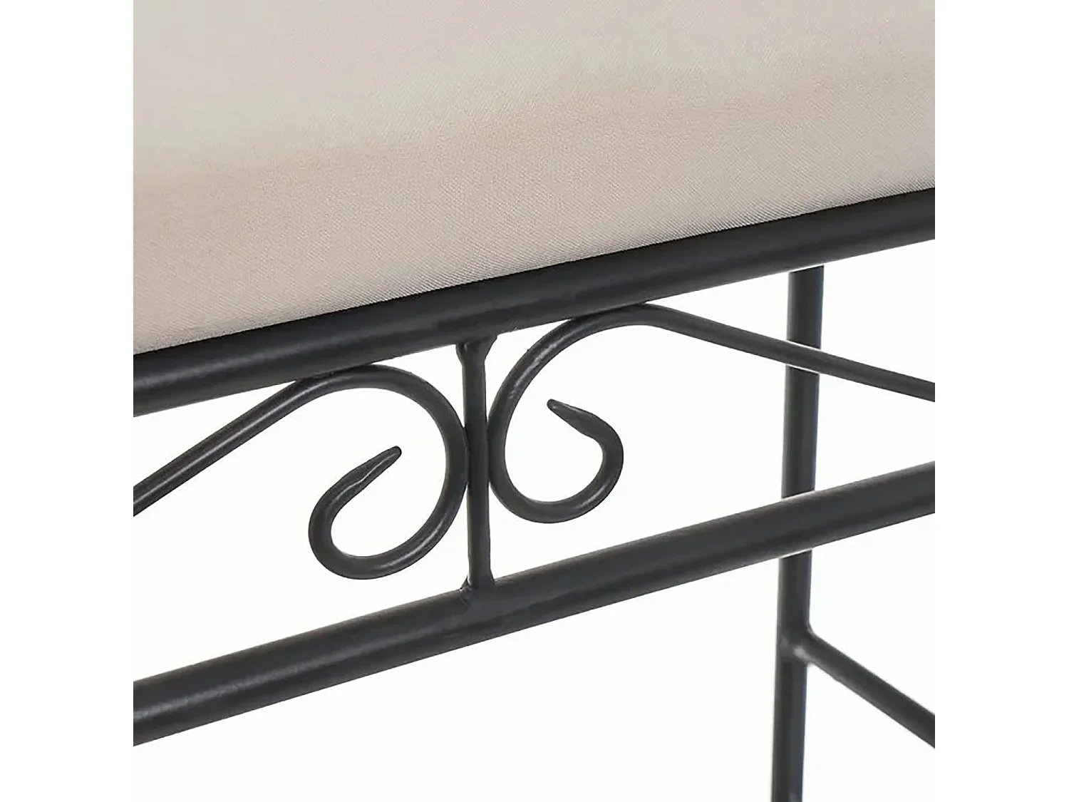 Banquette en métal coloris noir-beige - Longueur 74 x Profondeur 30 x Hauteur 63 cm