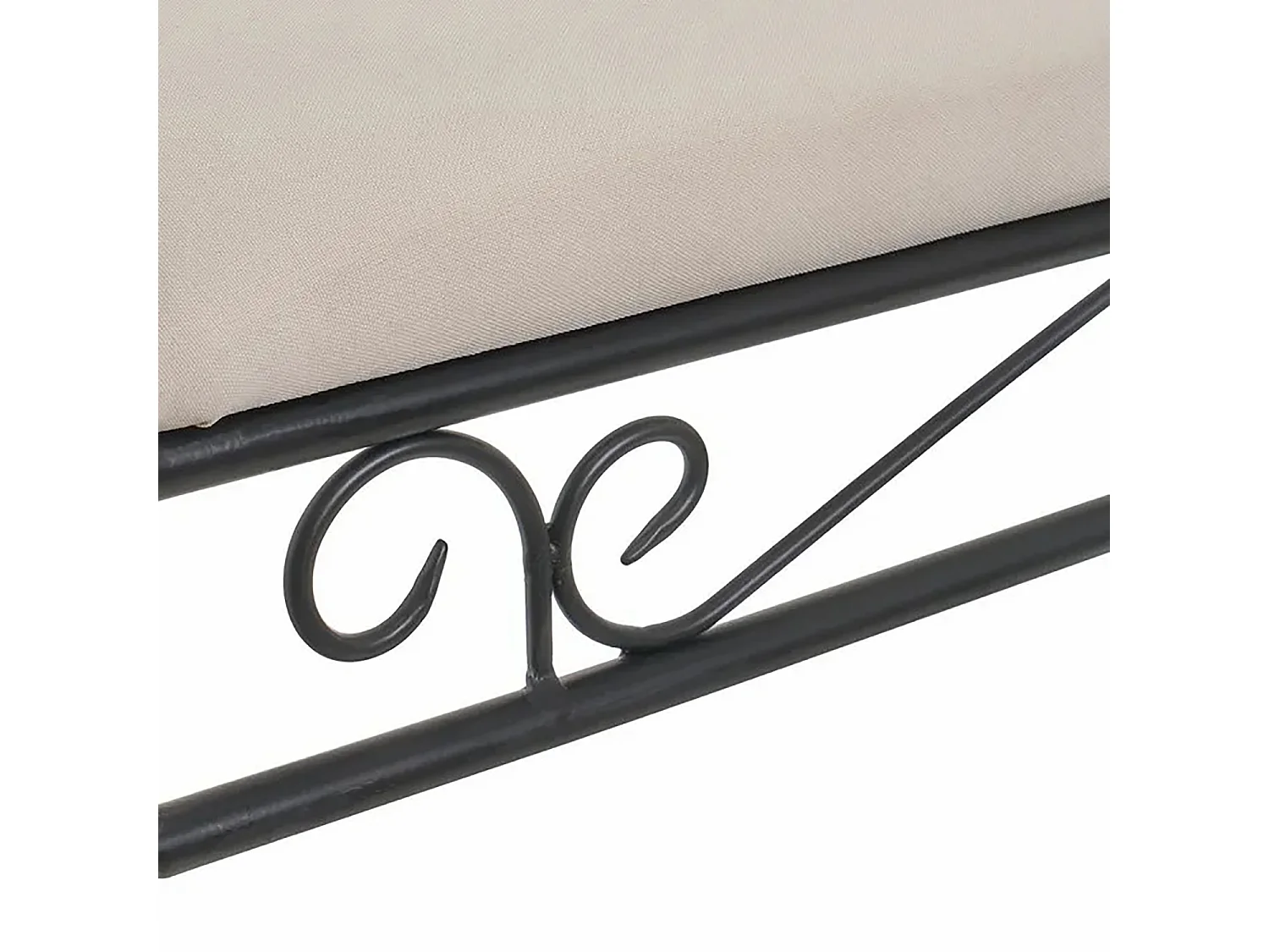 Banquette en métal coloris noir-beige - Longueur 74 x Profondeur 30 x Hauteur 63 cm