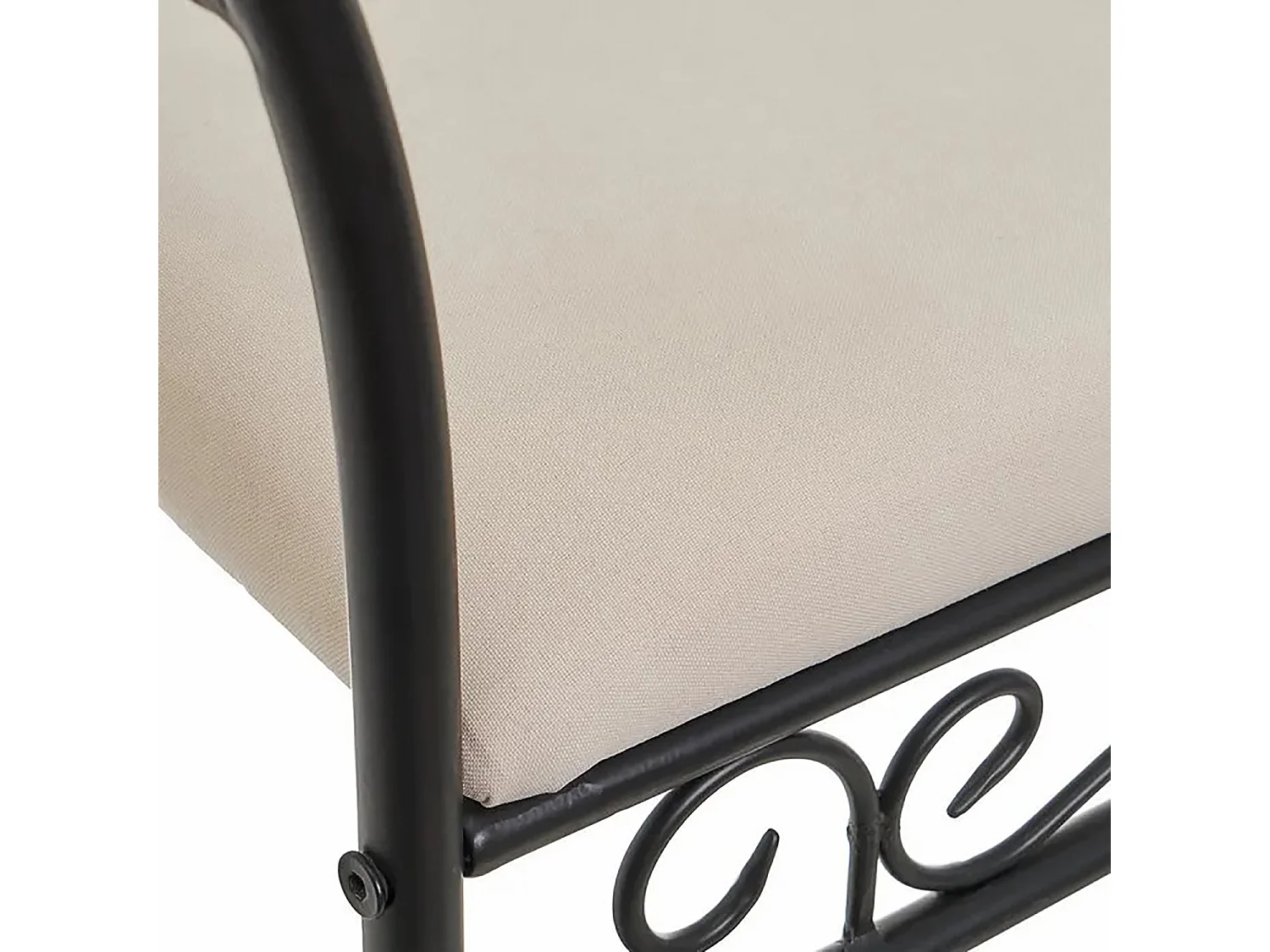 Banquette en métal coloris noir-beige - Longueur 74 x Profondeur 30 x Hauteur 63 cm