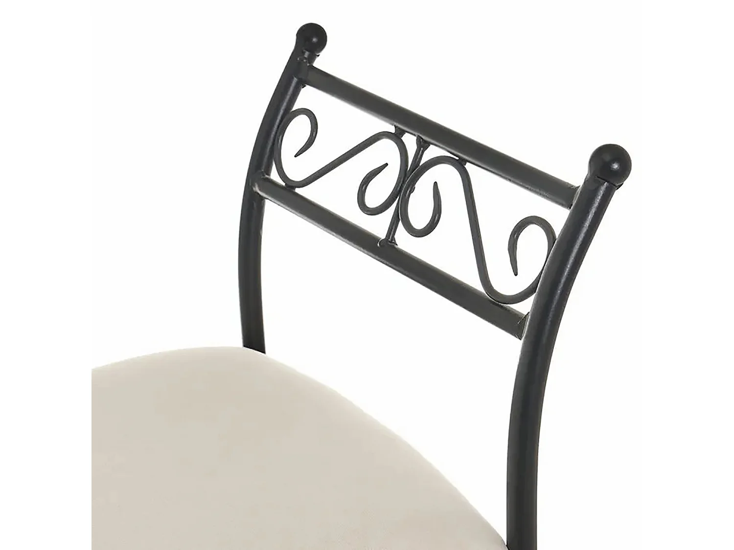 Banquette en métal coloris noir-beige - Longueur 74 x Profondeur 30 x Hauteur 63 cm