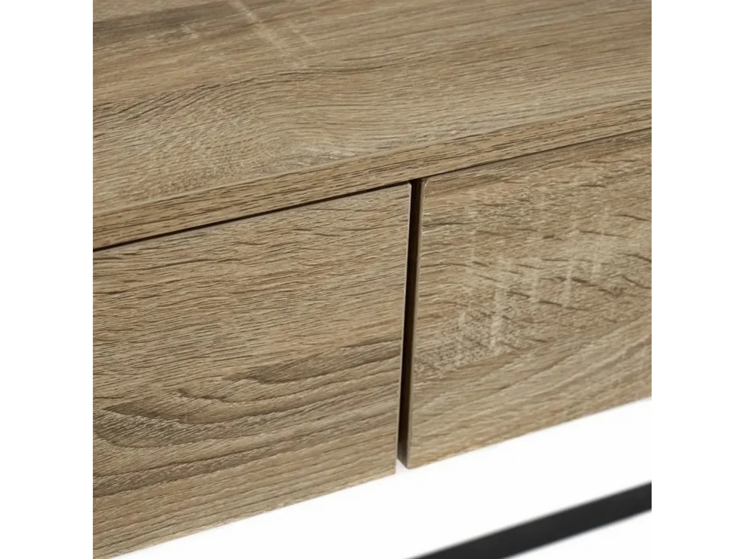 Table de console meuble d'entrée coloris natutrel-noir - Longueur 116 x Profondeur 48 x Hauteur 76,50 cm