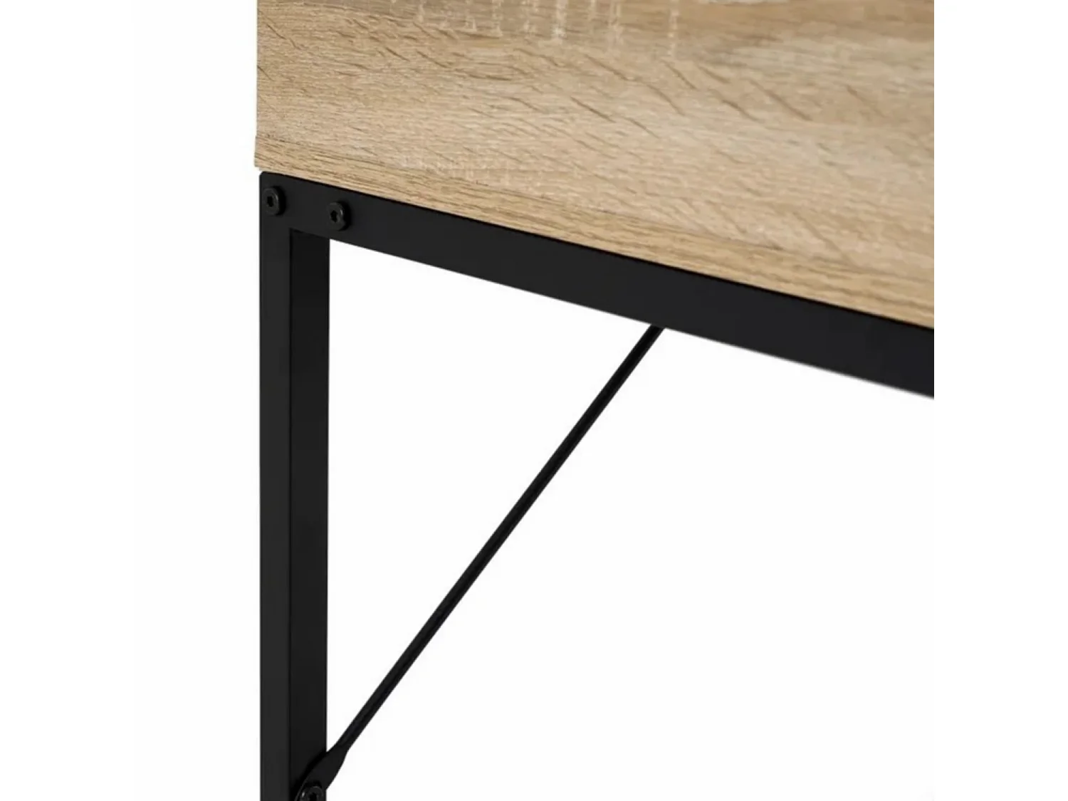Table de console meuble d'entrée coloris natutrel-noir - Longueur 116 x Profondeur 48 x Hauteur 76,50 cm