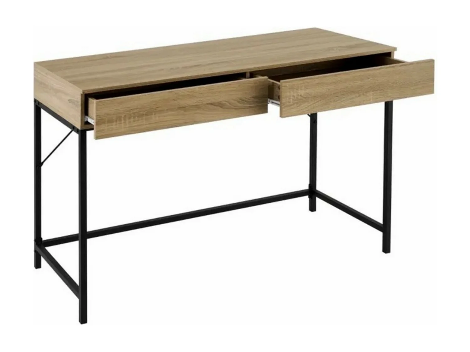 Table de console meuble d'entrée coloris natutrel-noir - Longueur 116 x Profondeur 48 x Hauteur 76,50 cm