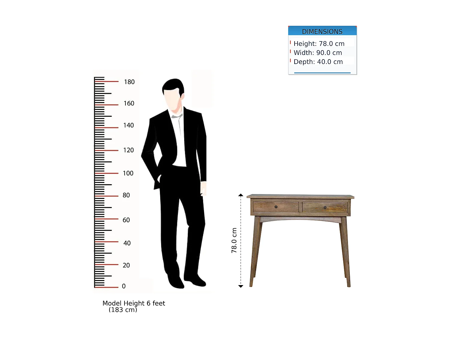 Console de couloir Artisan Furniture, 2 tiroirs, marron