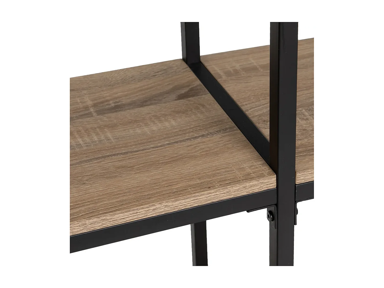 Table console, table d'entrée en panneaux de particules chêne avec structure en métal noir - Longueur 160 x Profondeur 30 x Hauteur 95 cm