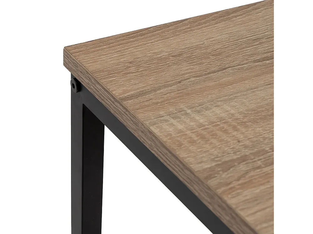 Table console, table d'entrée en panneaux de particules chêne avec structure en métal noir - Longueur 160 x Profondeur 30 x Hauteur 95 cm