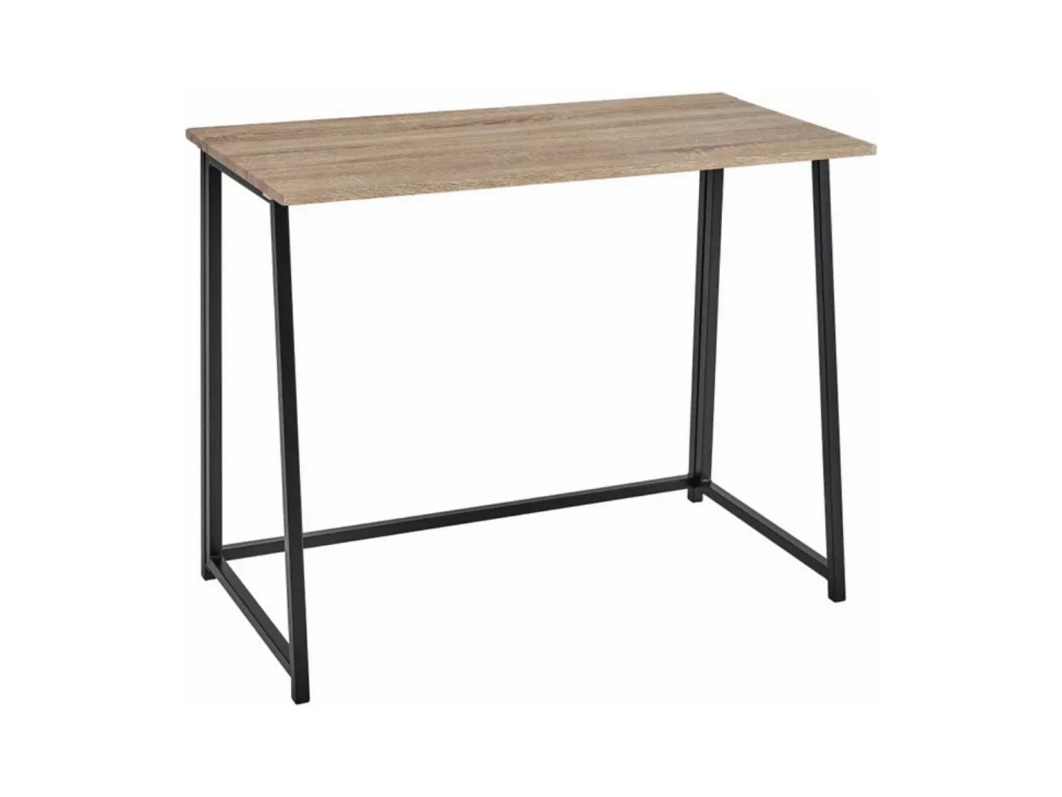 Table de console meuble d'entrée pliant coloris natutrel/noir - Longueur 91,50 x Profondeur 45 x Hauteur 74 cm