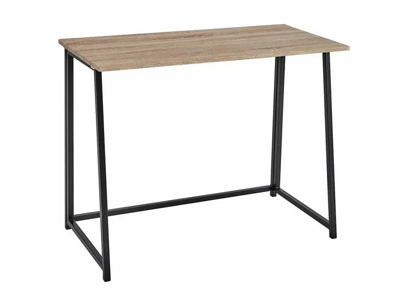 Table de console meuble d'entrée pliant coloris natutrel/noir - Longueur 91,50 x Profondeur 45 x Hauteur 74 cm