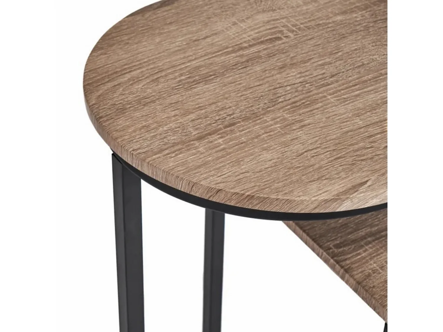 Table console meuble d'entrée en MDF-métal coloris naturel-noir - Longueur 72 x Profondeur 30 x Hauteur 60 cm
