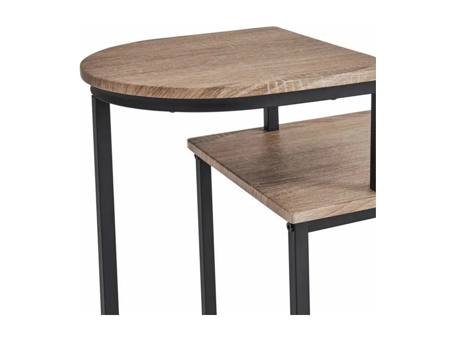 Table console meuble d'entrée en MDF-métal coloris naturel-noir - Longueur 72 x Profondeur 30 x Hauteur 60 cm