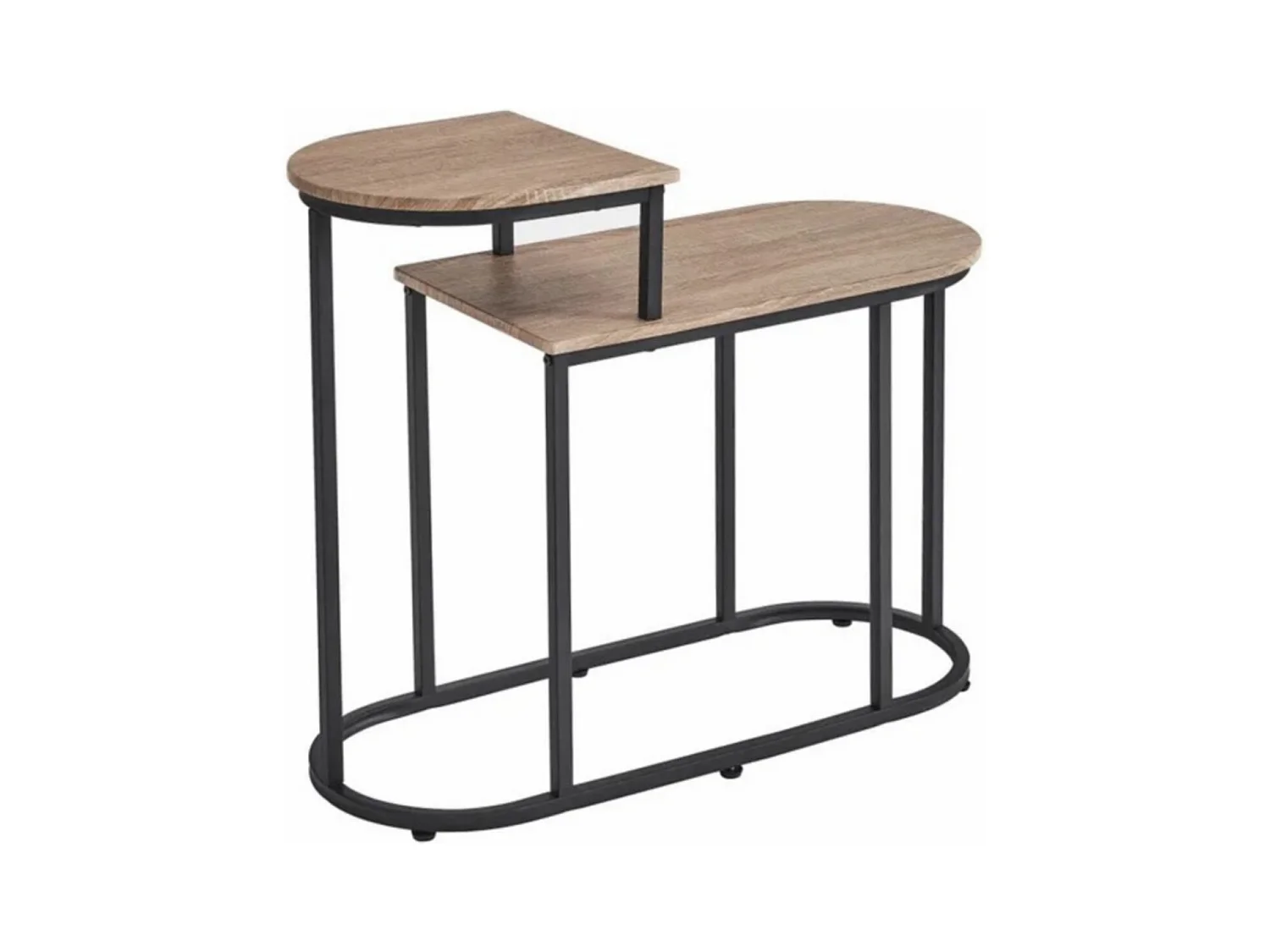 Table console meuble d'entrée en MDF-métal coloris naturel-noir - Longueur 72 x Profondeur 30 x Hauteur 60 cm