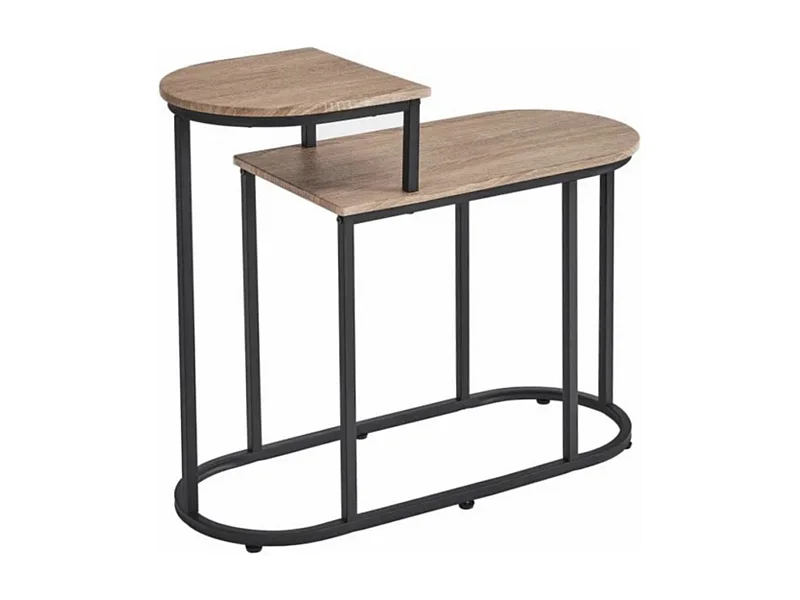 Table console meuble d'entrée en MDF-métal coloris naturel-noir - Longueur 72 x Profondeur 30 x Hauteur 60 cm