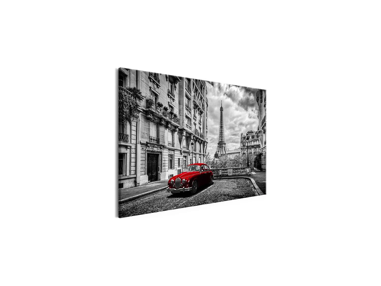 Tableau Villes Car in Paris (1 Part) Red Wide 90x60 cm