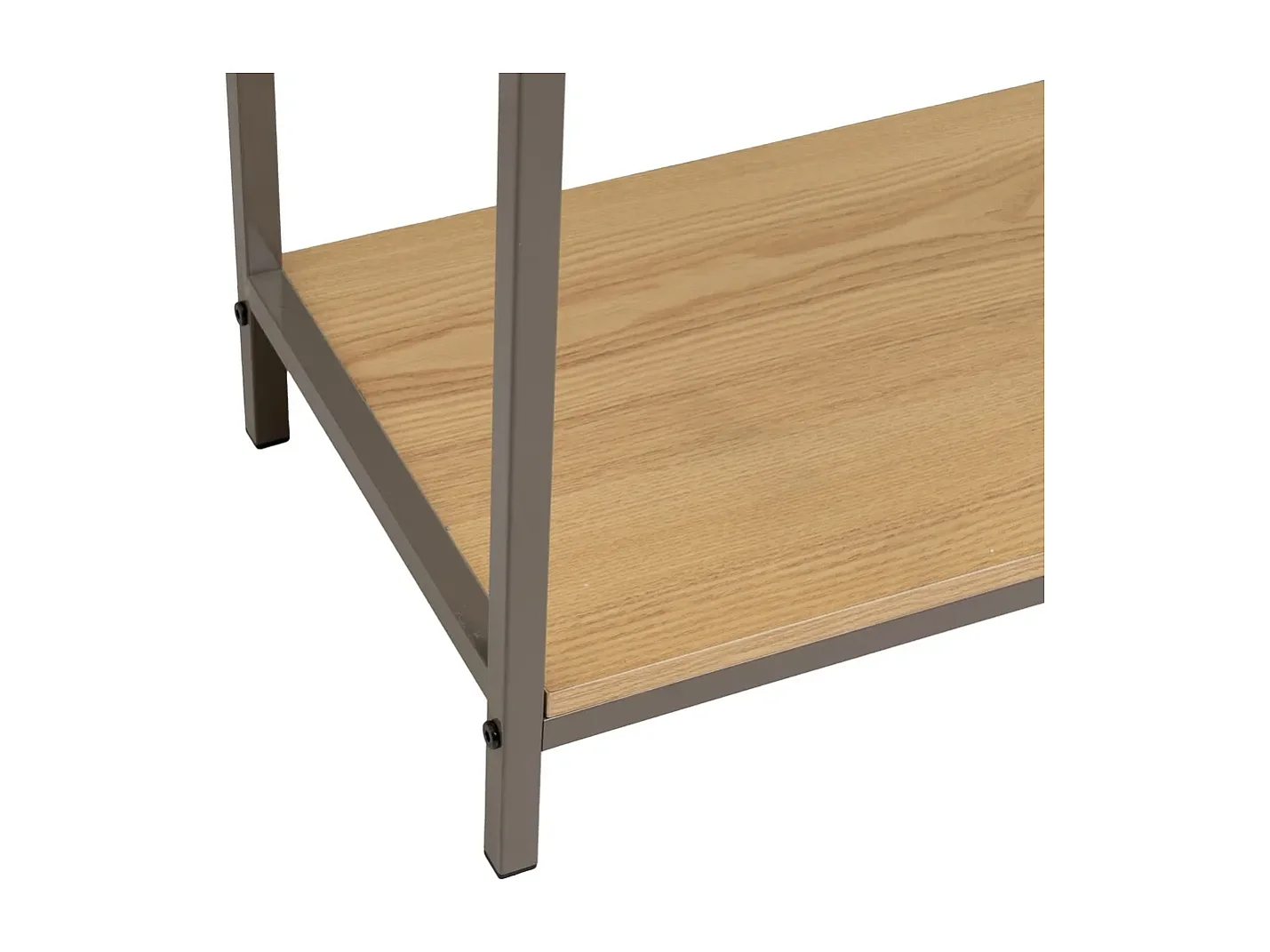 Table console, table d'entrée avec 2 tiroirs en panneaux de particules coloris naturel et structure en métal gris - Longueur 80 x Profondeur 30 x Hauteur 75 cm