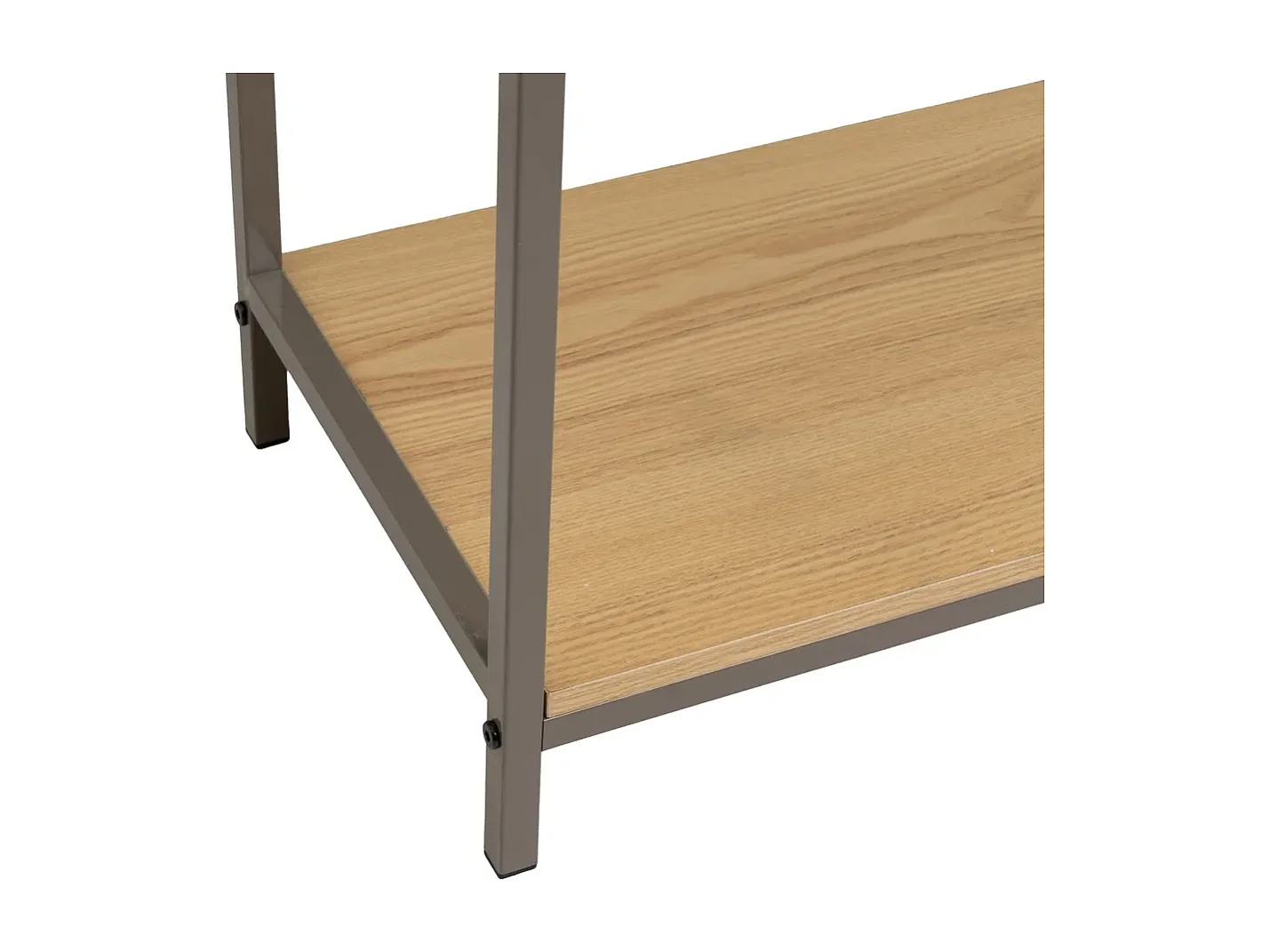 Table console, table d'entrée avec 2 tiroirs en panneaux de particules coloris naturel et structure en métal gris - Longueur 80 x Profondeur 30 x Hauteur 75 cm
