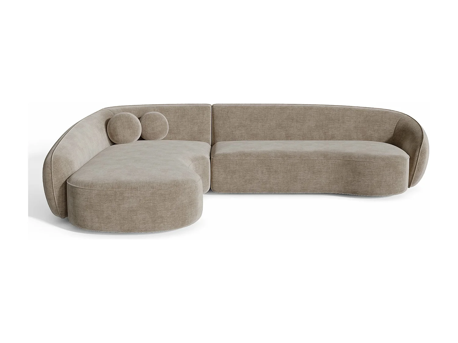 Canapé d'angle gauche 4 places tissu tramé toucher doux taupe  COOPER