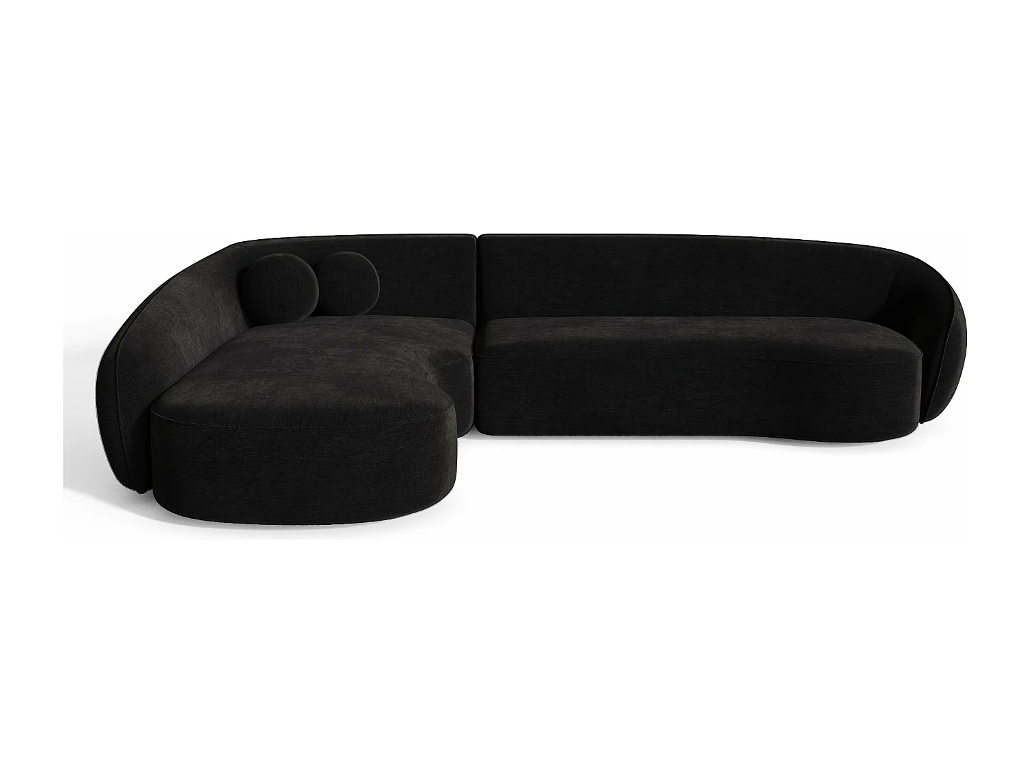 Canapé d'angle gauche 4 places tissu tramé toucher doux noir  COOPER