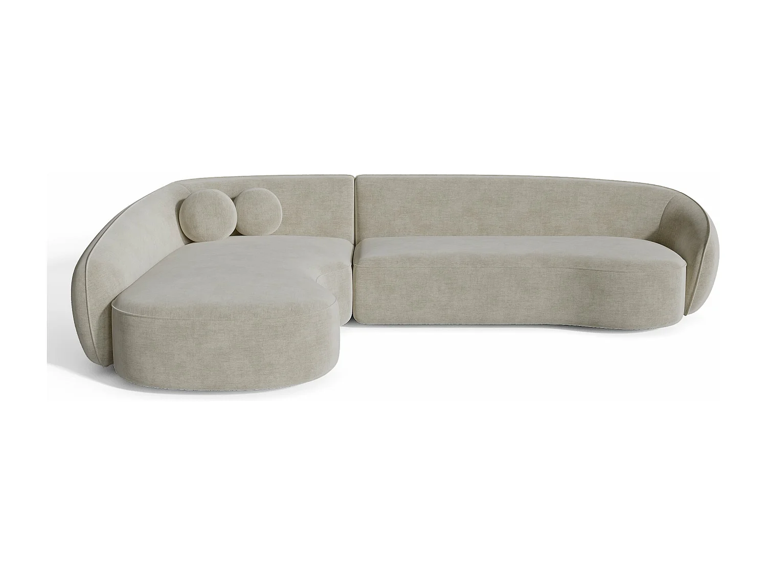 Canapé d'angle gauche 4 places tissu tramé toucher doux crème  COOPER