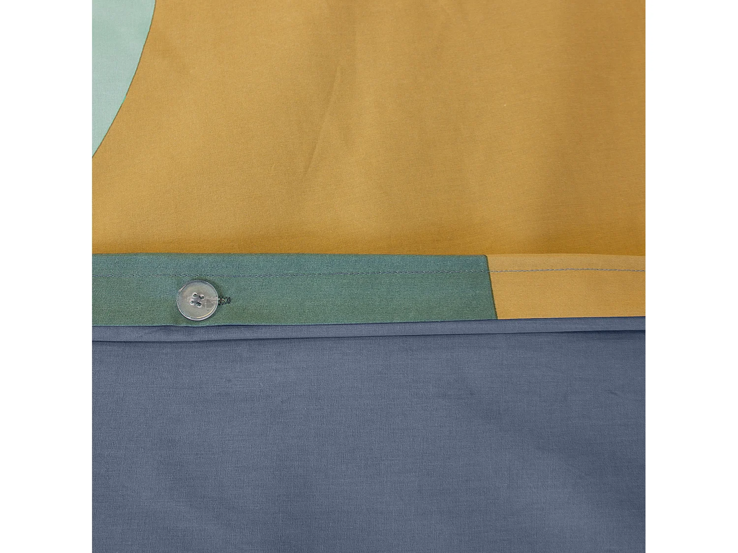 Parure de lit 240x220 cm en coton JOELE motif géométrique vert et bleu 3 pièces