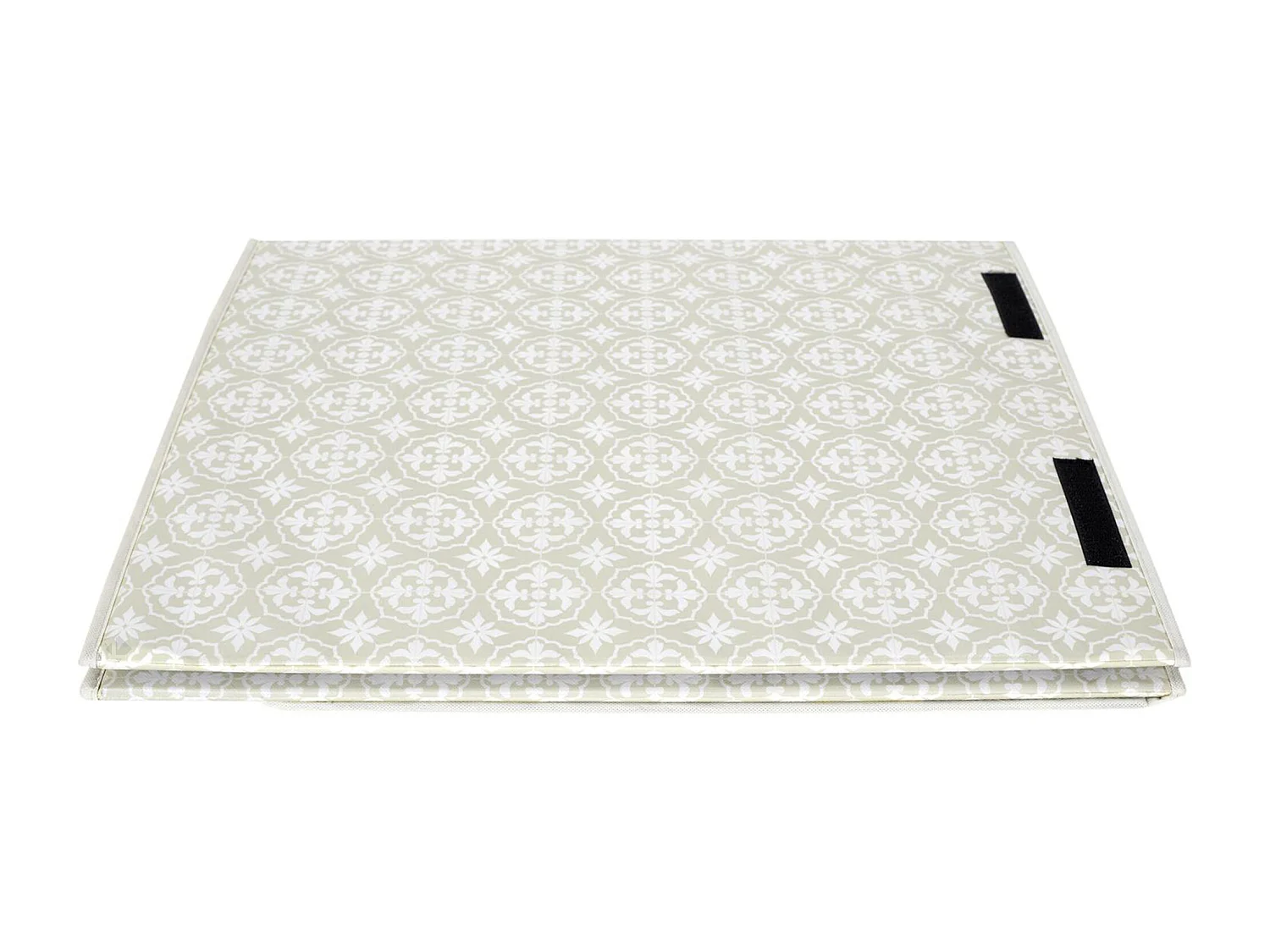 Panier de linge double en polyester BOMBAY pliable motif damassé beige