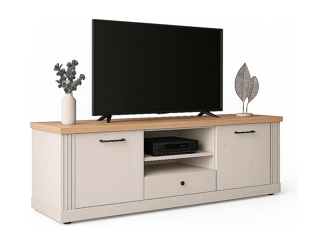 Meuble TV 1 niche, 2 portes et 1 tiroir L211 cm - COUNTRY