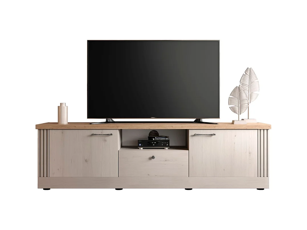 Meuble TV 1 niche, 2 portes et 1 tiroir L211 cm - COUNTRY