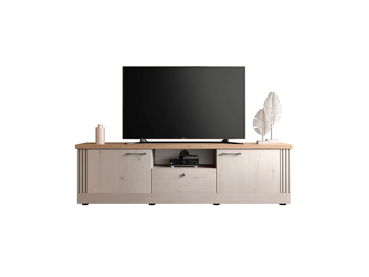 Szafka pod TV z 1 wnęką, 2 drzwiczkami i 1 szufladą L211 cm - COUNTRY