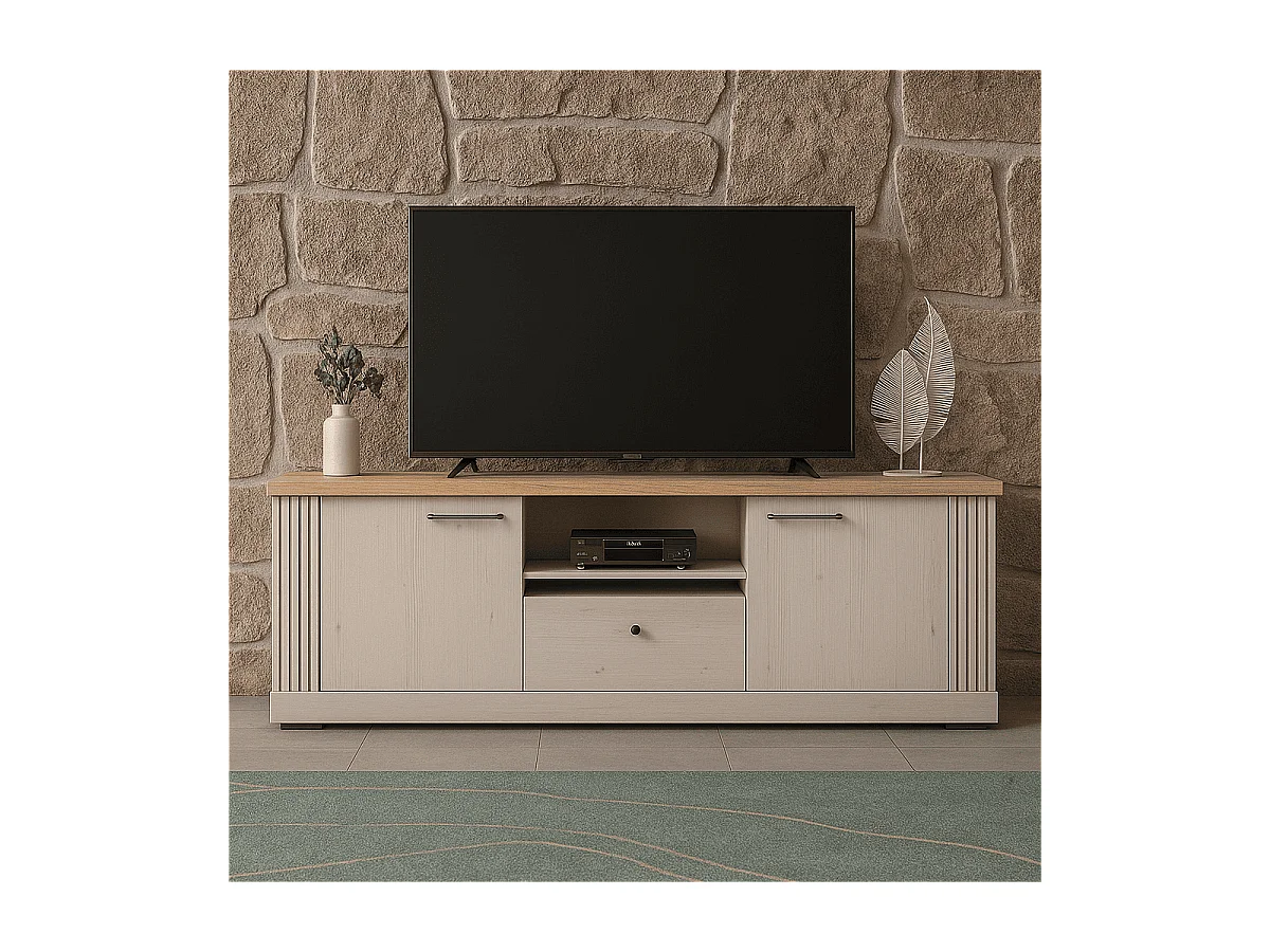 Szafka pod TV z 1 wnęką, 2 drzwiczkami i 1 szufladą L211 cm - COUNTRY