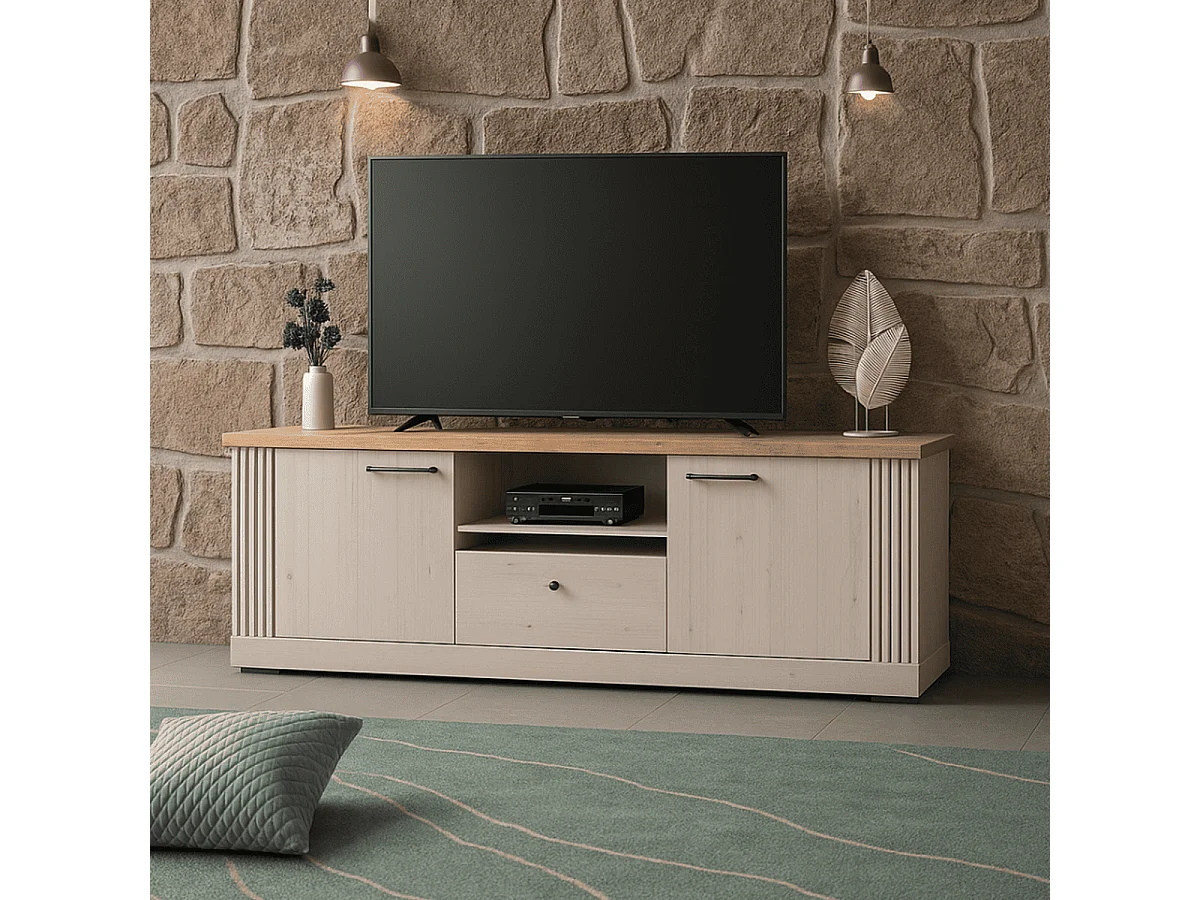Szafka pod TV z 1 wnęką, 2 drzwiczkami i 1 szufladą L211 cm - COUNTRY