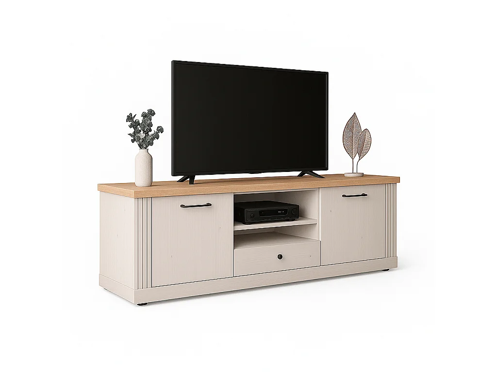 Szafka pod TV z 1 wnęką, 2 drzwiczkami i 1 szufladą L211 cm - COUNTRY