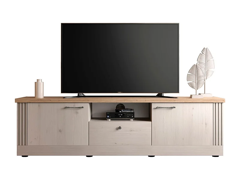 Meuble TV 1 niche, 2 portes et 1 tiroir L211 cm - COUNTRY