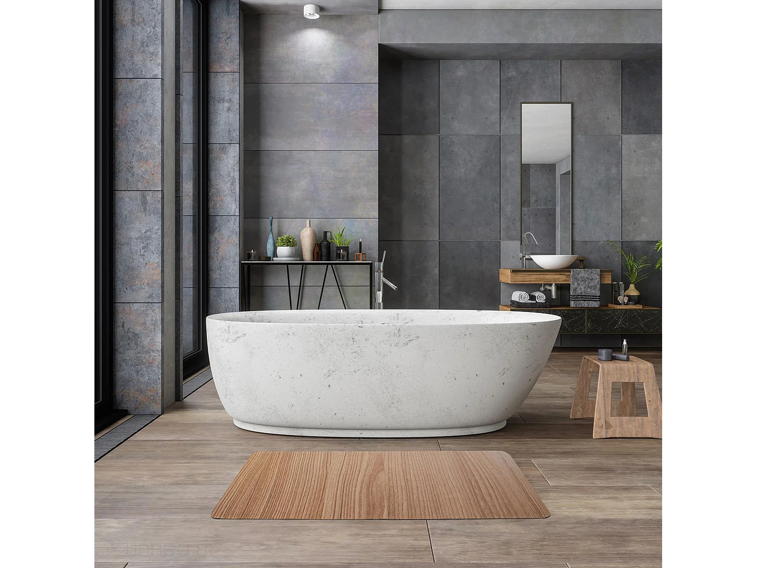 Tapis de bain ultra absorbant EPURE 60x110 cm bois marron