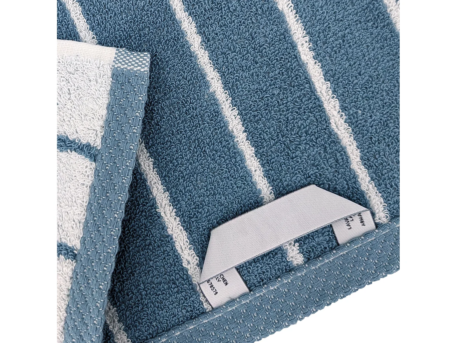 Drap de bain coton 100x150cm PURE LIGHT à rayures bleu