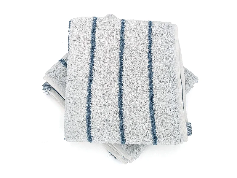 Lot de 2 serviettes invité coton 33x50cm PURE LIGHT à rayures bleu