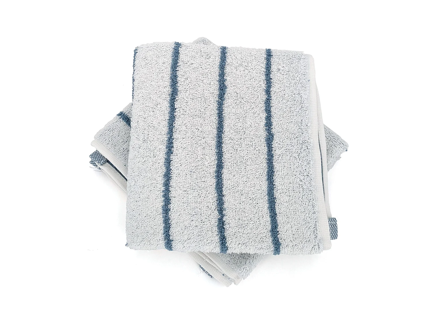 Lot de 2 serviettes invité coton 33x50cm PURE LIGHT à rayures bleu