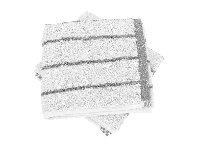 Lot de 2 serviettes invité coton 33x50cm PURE LIGHT à rayures gris
